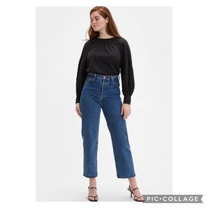 Levi’s 25 Ribcage Straight Leg High Rise Jeans Medium Blue Wash